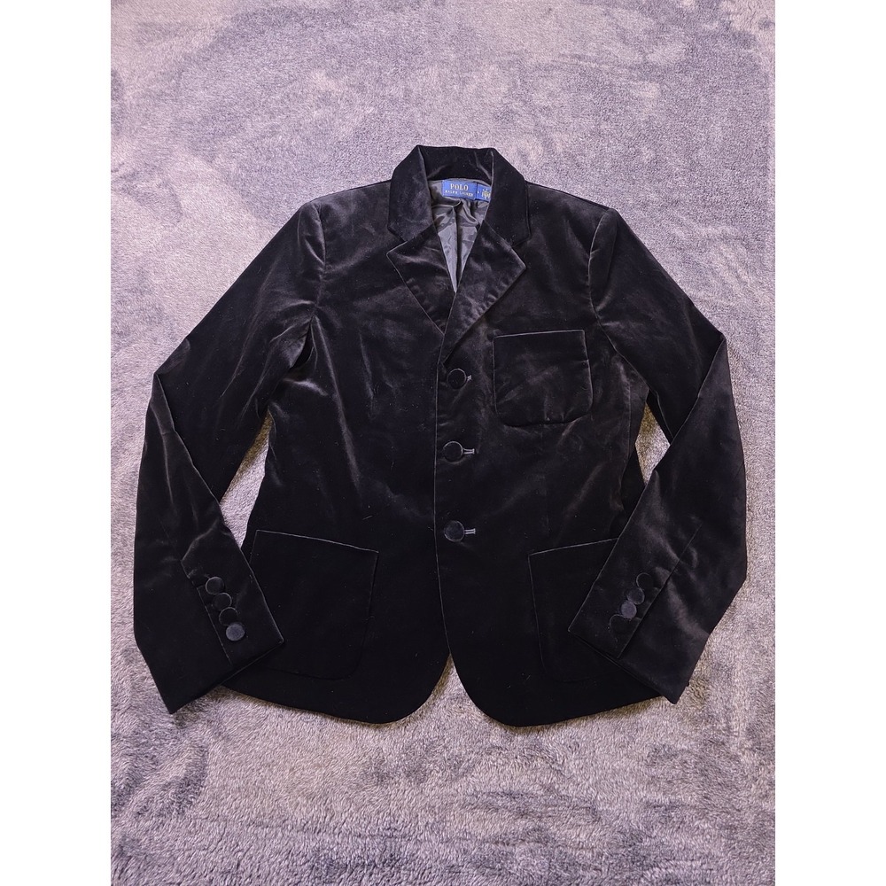 Polo Ralph Lauren Black Velvet Blazer Womens 12 Jacket Luxury‎ Velour Whimsigoth